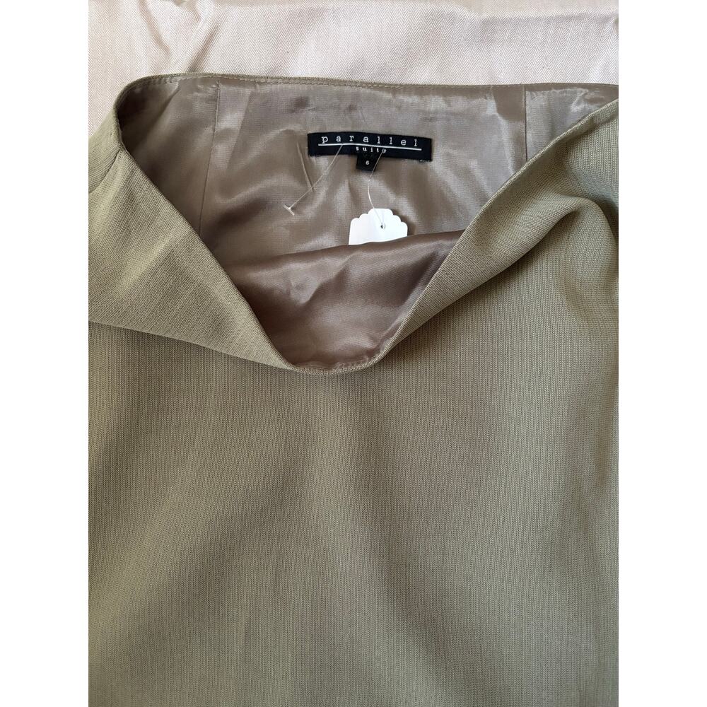 Olive Green A-Line Mini Skirt High Waist Minimal Chic Size S 28” Waist - Picture 6 of 12